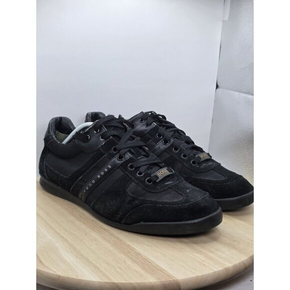 Mens 11 euro 45 Hugo Boss All Black Suede/extile Shoes Sneakers - Picture 5 of 9